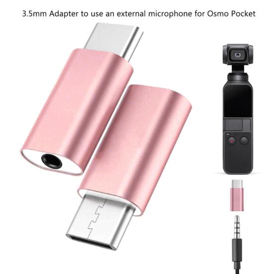 Conversor Tipo-C para 3,5 mm para Adaptador de Áudio Osmo Bolso Conector de Microfone Externo