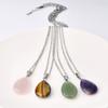 1pc Fashion Natural Stone Amethyst Rose Quartz Water Drop Pendant Necklace Bohemian Women's Elegant Festival Party Jewelry