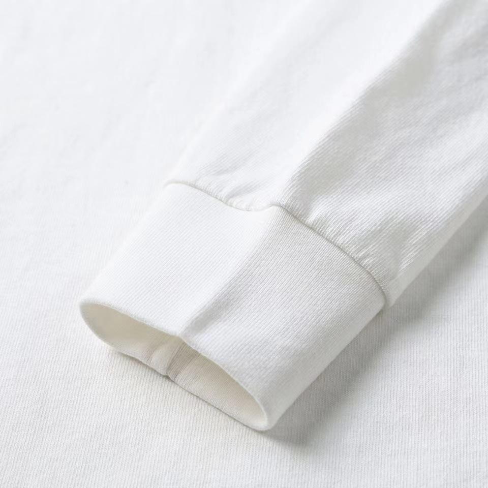 Unisex Cotton Long Sleeve Loose Fit Round Neck Shirt - Spring/Autumn Solid Color T-Shirt