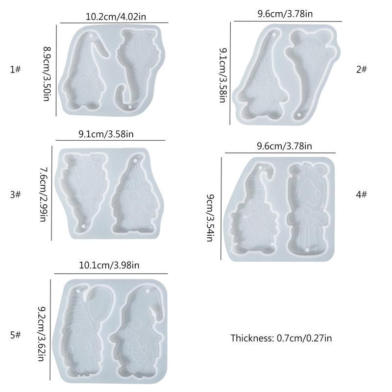 Christmas Santa Silicone Mould Keychain Xmas Tree Hanging Pendant Mold with Hole Luggage Tag Charm Jewelry Making Craft
