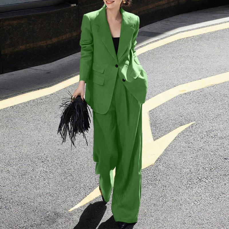 ZANZEA Women Long Sleeve Cardigan Tops and Long Pants Casual Two Piece Suit Sets