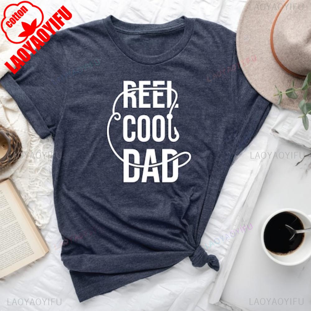 

Reel Cool Dad Shirt Fisher Dad Shirt Fishing Lover Dad Tops Funny Fishing Tees Breathable Camisetas Nostalgia Retro 4XL