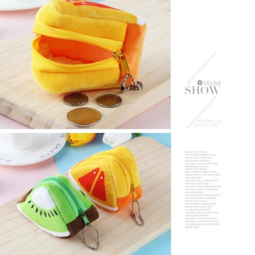 Zipper Pouch Plush Coin Purse Fruit Design Mini Purse Kawaii Plush Earphone Bag  Women