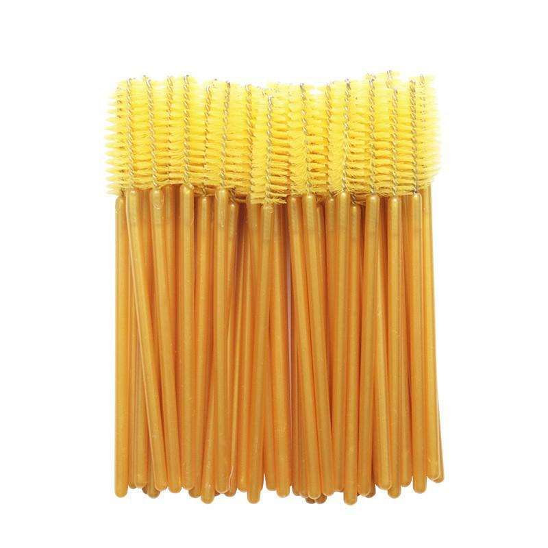 Disposable Gold Rod Eyelash & Eyebrow Brush Set: Comb, Mascara, Spiral Brush for Extensions