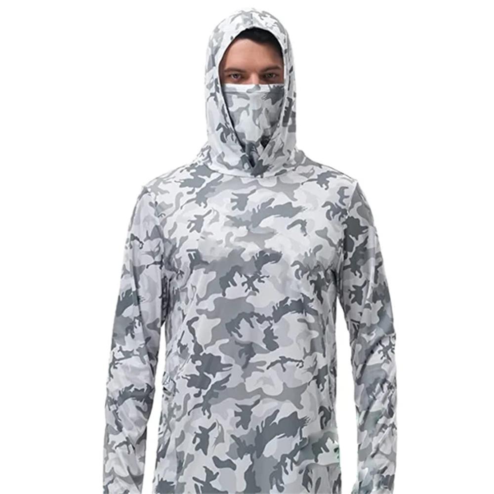 Sommer Angler Hoodies Herren Jersey Camouflage Langarm Anglerhemd Schnelltrocknend UV-Schutz