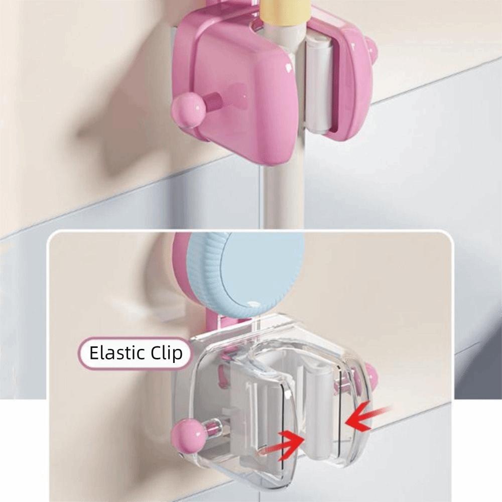 Dopamine Suction Cup Mop Holder Punch Free Wall mounted Wall Mounted Mop Rack with Hook Space Saving Broom Hanger Shower Room