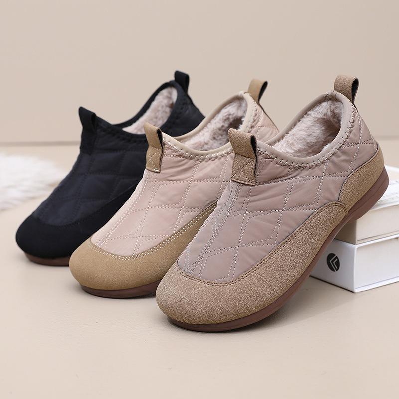 Old Beijing Winter Cloth Shoes Women's Velvet Soft-soled One-pedal Cotton Shoes Casual Fashion Versatile Warm Flat-soled Doudou Shoes