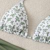 3-tlg./Set Damen Blumenmuster Bikini-Set Neckholder Gepolstert Ohne Bügel BH Schnelltrocknend Badehose Unifarben Überwurf Rock Set Sommer Strandmode