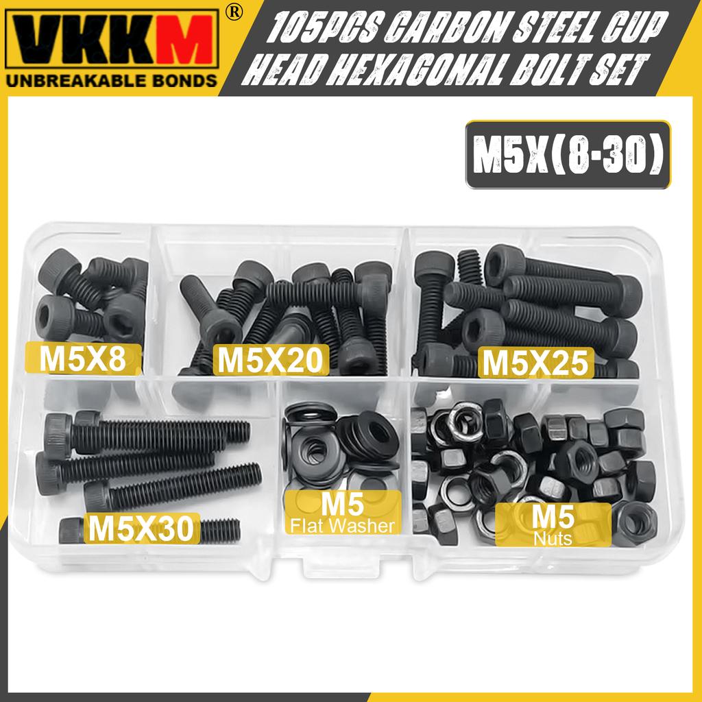 105PCS carbon steel cup head hex bolt, nut, washer complete set