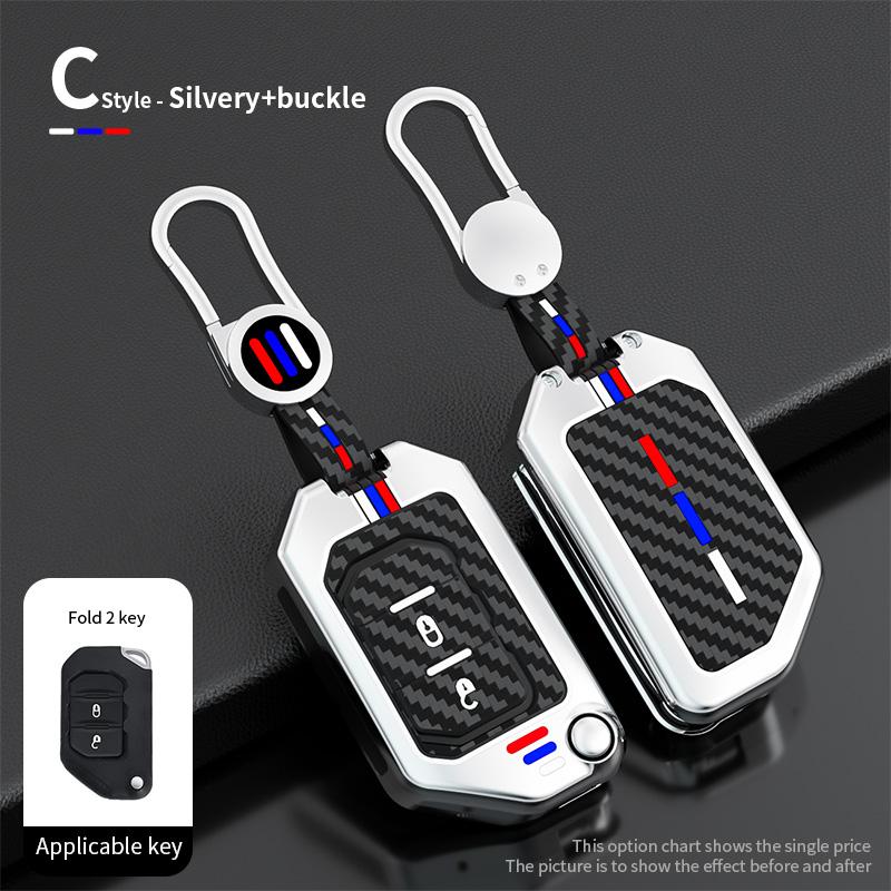 

Zinc Alloy Car Key Case Cover Shell Fob for 2018 2019 Jeep Wrangler JL JLU Rubicon 2020 2025 Jeep Gladiator JT Sahara JLU