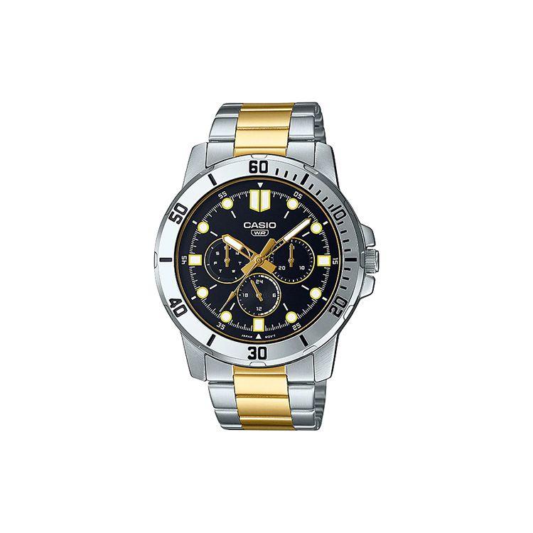 Casio Dress Series Retro Fashion Sports Waterproof Quartz Movement Stainless Steel Strap Men watches Black MTP-VD300SG-1E Black Dial