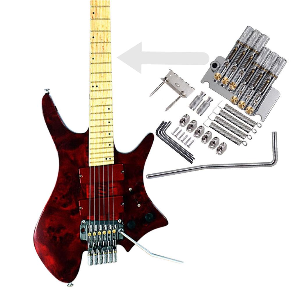 1Set 6 Strings Headless Guitar Bridge Fanned Fret Tailpiece Tremolo Bridge For Electric Guitar