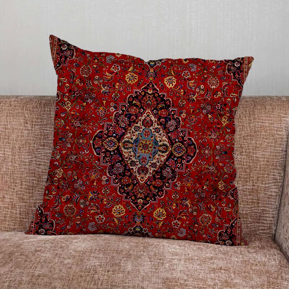 Persian Carpet Floral Pattern Pillow Case For Home Bedroom Car Office Decoration Living Room Sofa Cushion Cover Suitable
