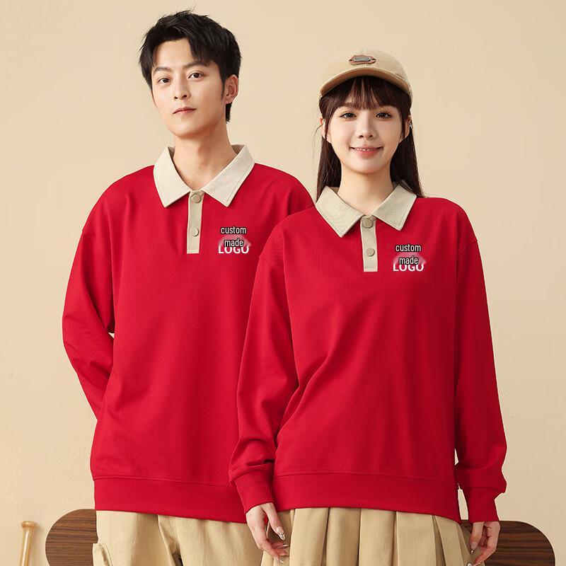 ROMON Unisex Casual Drop-Shoulder Turn-Down Collar Sweatshirt