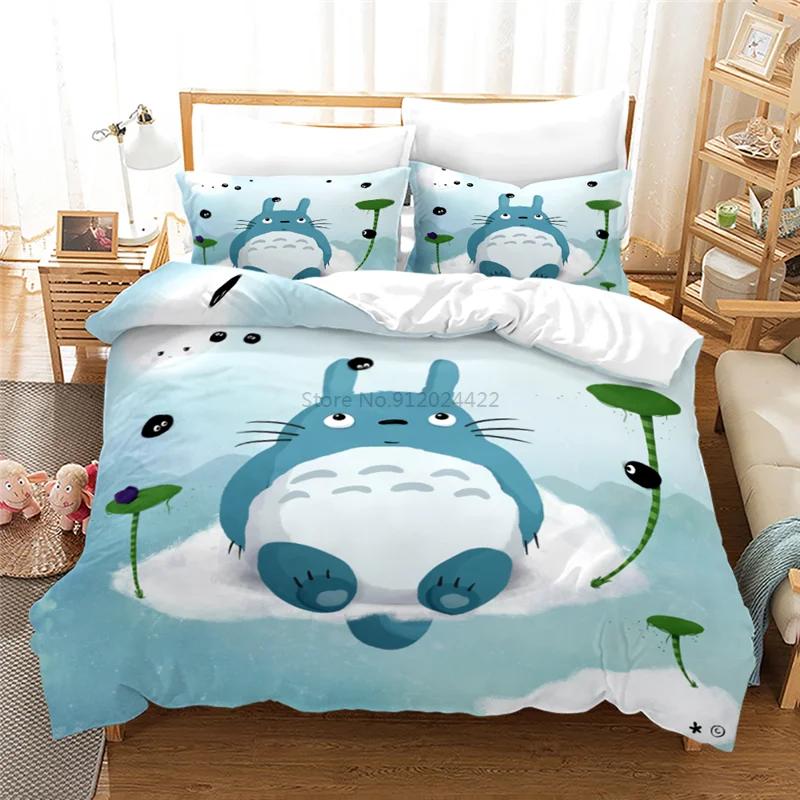 My Neighbor Totoro Cartoon 3d Bedding Set Anime Twin Full Queen King Comforter Cover Set with Pillowcase 2/3pcs Duvet Cover Sets