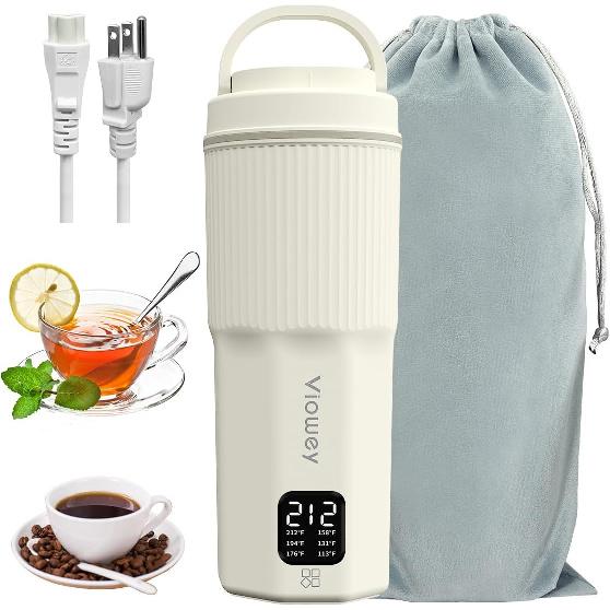 Travel Electric Kettle, 450ml/15.2oz & 316 Stainless Steel Mini Portable Coffee Tea Kettle with 6 Temperature Settings, 100V-240V Small Water Boiler,