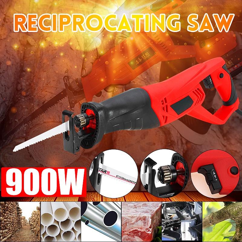 220V 50Hz Electric Reciprocating Sabre Saw 2 Blades Wood Metal Plastic Pruning 900W