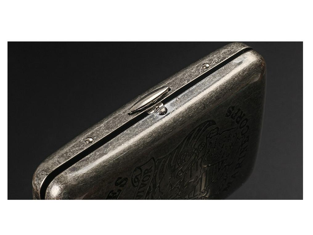 Vintage Antique Silver Dual-Use Cigarette Case for 6.5mm Medium/Regular Cigarettes - Holds 20/16 Count