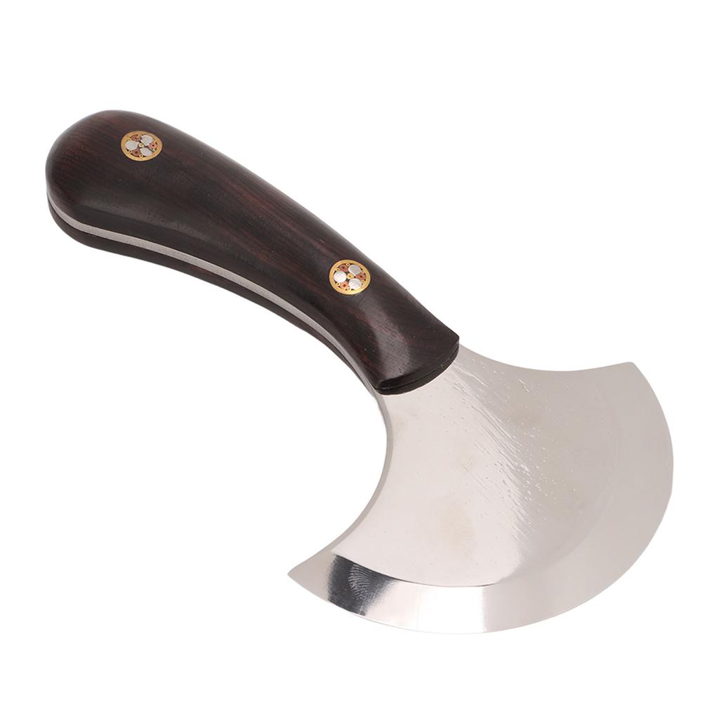 Leather Round Knife DIY One Piece Grinding Powder Steel Incisive Blade Ebony Handle Leather Skiving
