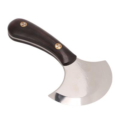 Cuțit rotund din piele DIY dintr-o bucată Pulbere de măcinat Oțel Lamă incisivă Mâner din abanos Piele Skiving
