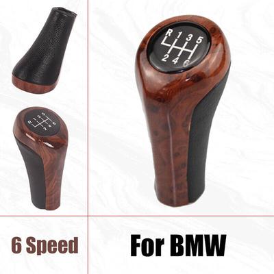 Para BMW E30 E36 E46 E39 E34 Z3 E53 Pomo de Palanca de Cambios 5/6 Velocidades Pieza Interior Cuero de Grano de Madera de Alta Calidad