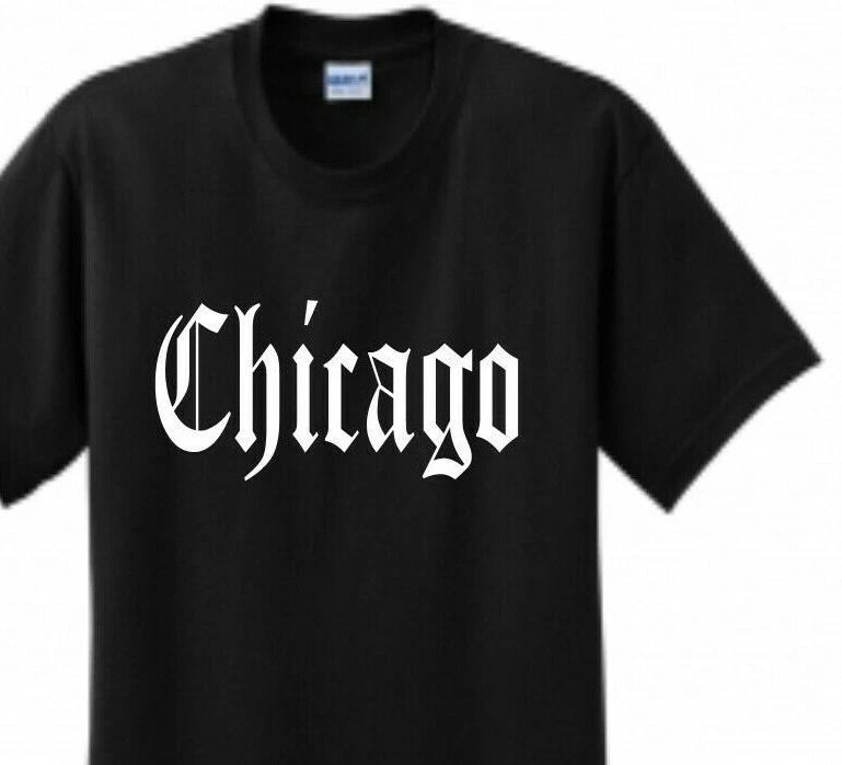 Чикаго Футболка Черно-белая Старый Английский Город Ветров ChiTown Иллинойс Футболка S