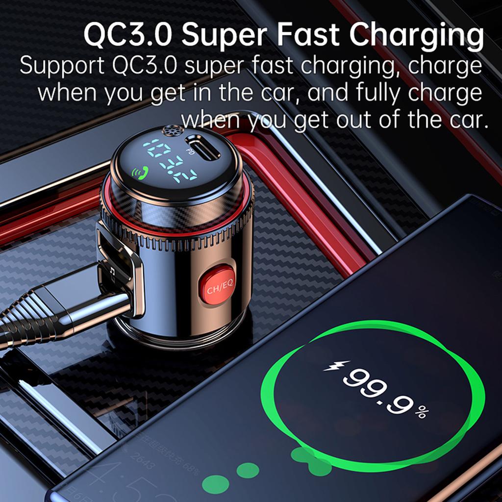 Car FM Transmitter Handsfree Calling Car Kit Car MP3 Player Type C PD 30W USB  QC3.0 Fast Charging Dual USB Car Charger