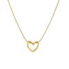Gold Plated Open Heart Snake Chain Necklace, Dainty Hollow Heart Pendant Herringbone Choker, Minimalist Love Jewelry for Women Gift