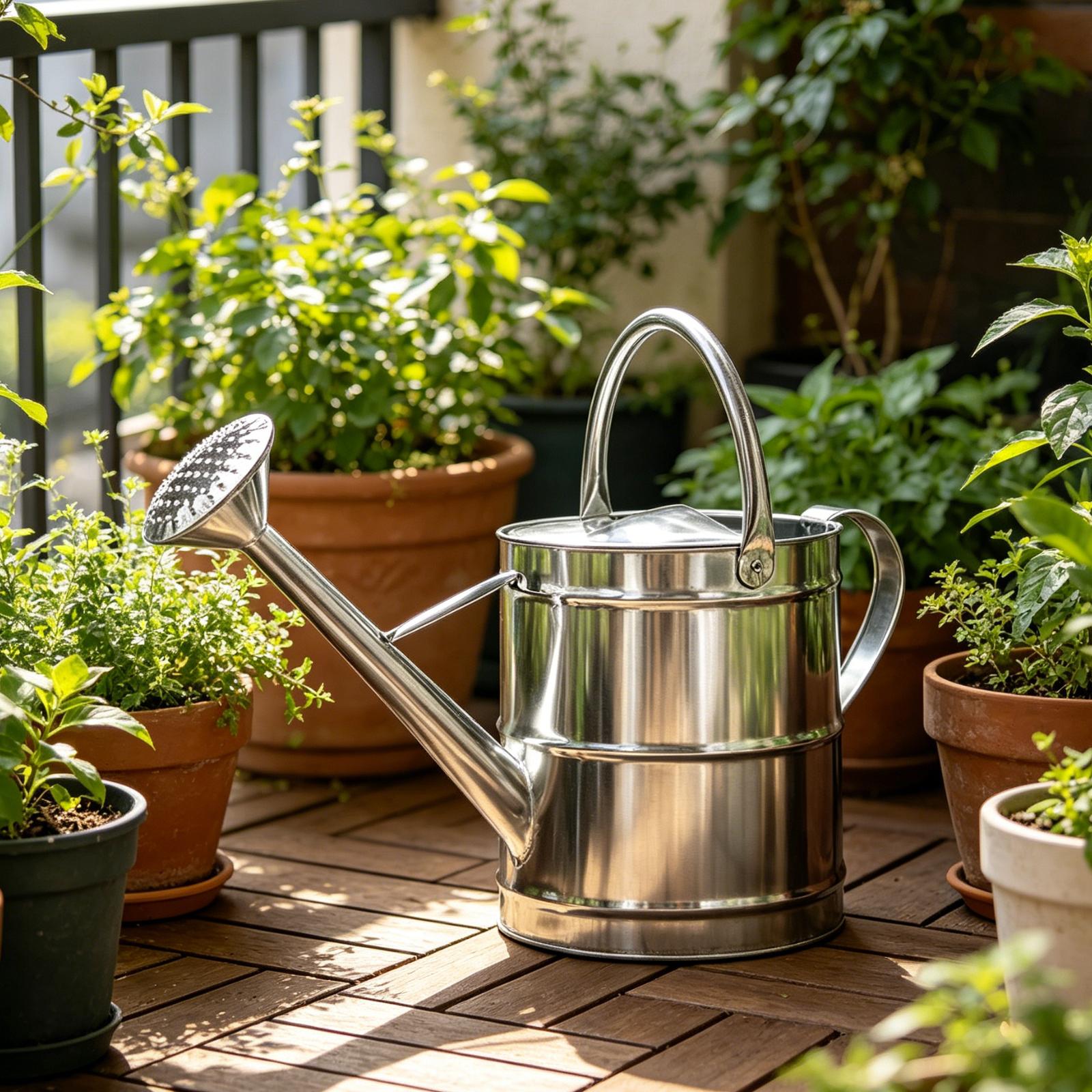 Modern Garden Watering Can with Two Handles Metal Plant Watering Accessory for Home Lawn Patio Flowers