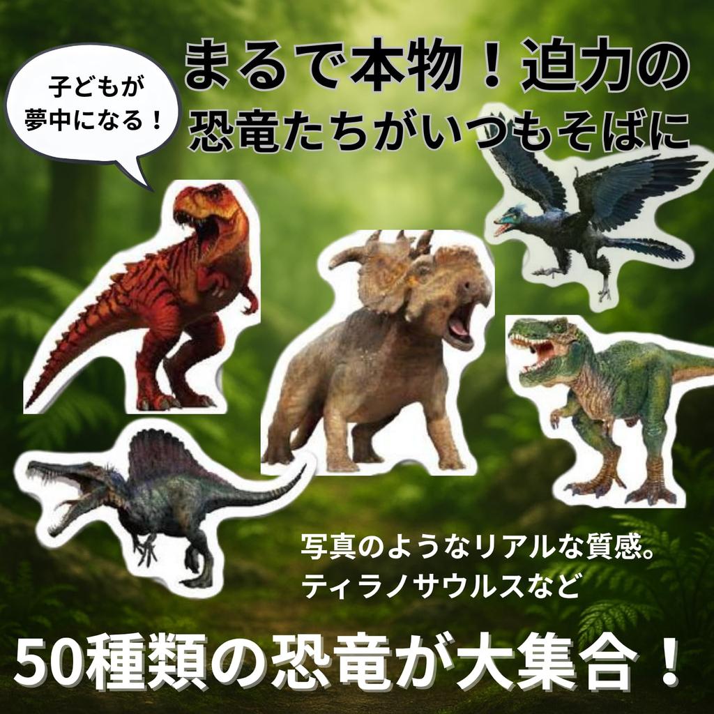 AquaLoach Dinosaur Sticker Set 50 Waterproof PVC Decals T-Rex Triceratops Pteranodon Designs