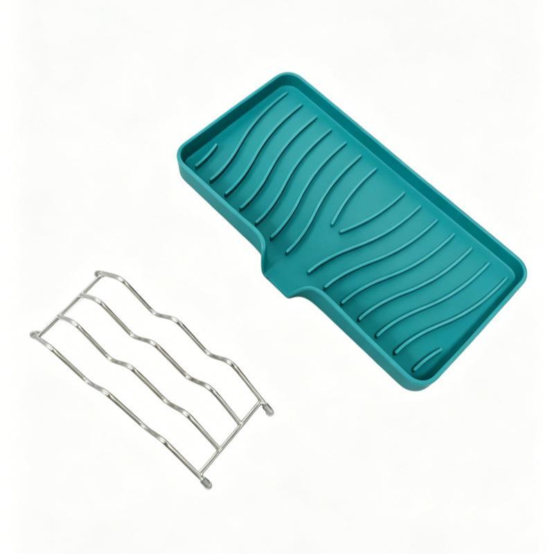 Silicone Draining Soap Holder With Stainless Steel Rack Perfect For Kitchen Sink Bathroom Countertop Daily Use