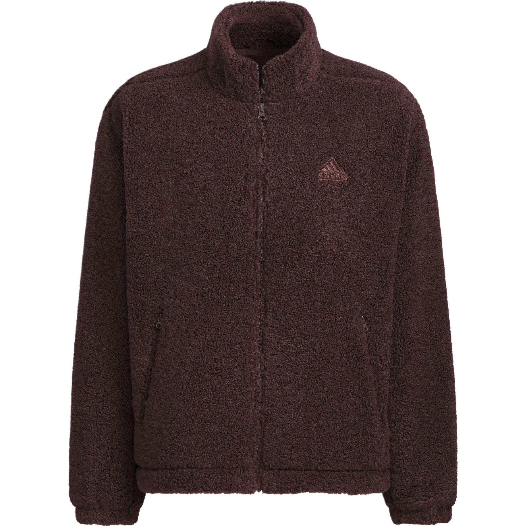 Adidas Sport Performance FW24 ST Теплая Смешанная Ткань Логотип Однотонный Воротник-стойка Молния Удобная Флисовая Куртка Мужская Куртка Коричневая JI8620 A/M