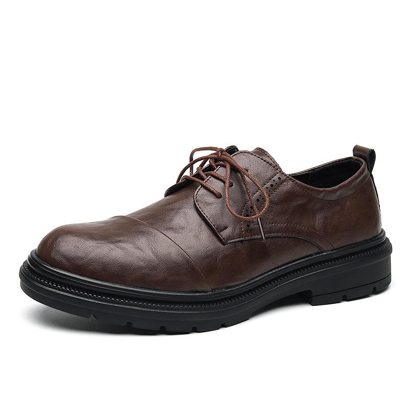 Men s Spring Casual Brogues: Lace-Up Formal Leather Loafers 39 коричневый