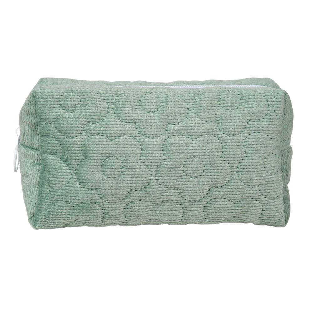 

Косметичка з квітковою вишивкою Пухкий стьобаний органайзер для туалетного приладдя Пенал для жінок Lady Girl зелений