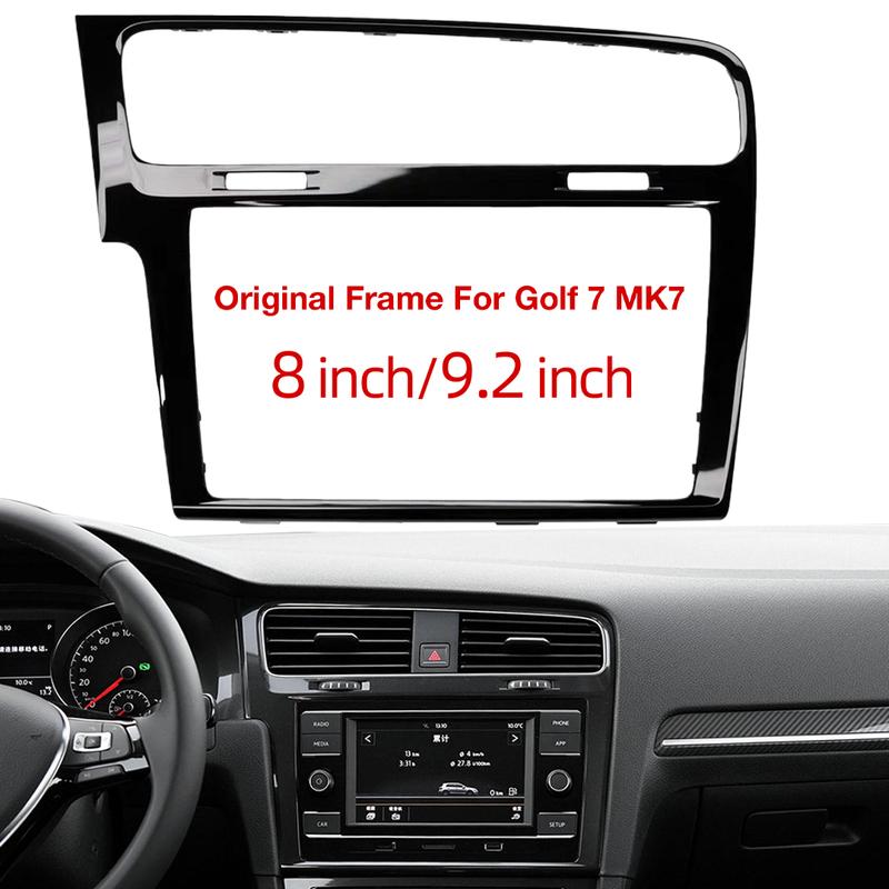 LHD MIB Radio Frame For VW Golf 7 MK7 Golf 7.5 MK7.5 Piano Black Radio Plates Decorative Frame 8/9.2 inch Screen Bezel