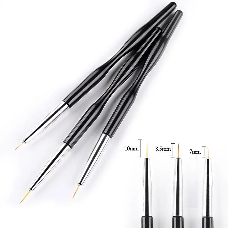 3Pcs/Set Stripe Nail Art Liner Brush Set Tips Ultra-thin Line Drawing Pen Gel Painting Brushes Manicure Tools