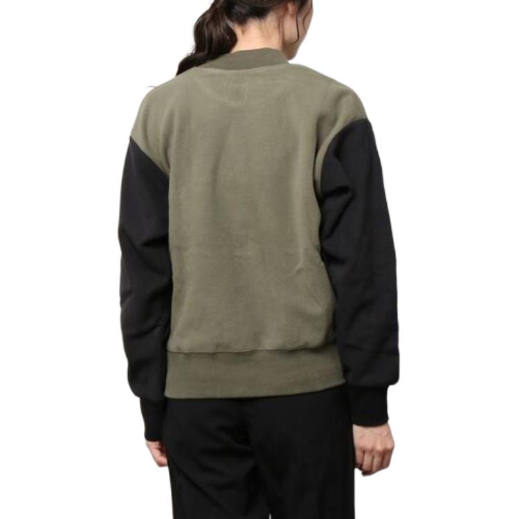 Vans Colorblock Crew Neck Long Sleeve Sweatshirt Women Tops Army-Green VN0A54M9KCZ