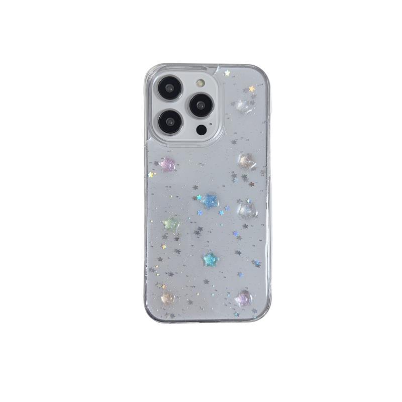 Светящийся Звездный Блеск Прозрачный Мягкий Чехол для iPhone 17/16 Pro Max/15/14/13 iPhone 14 Pro