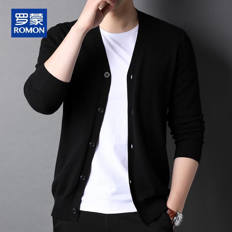 ROMON Men's 100% Cashmere V-Neck Cardigan Sweater