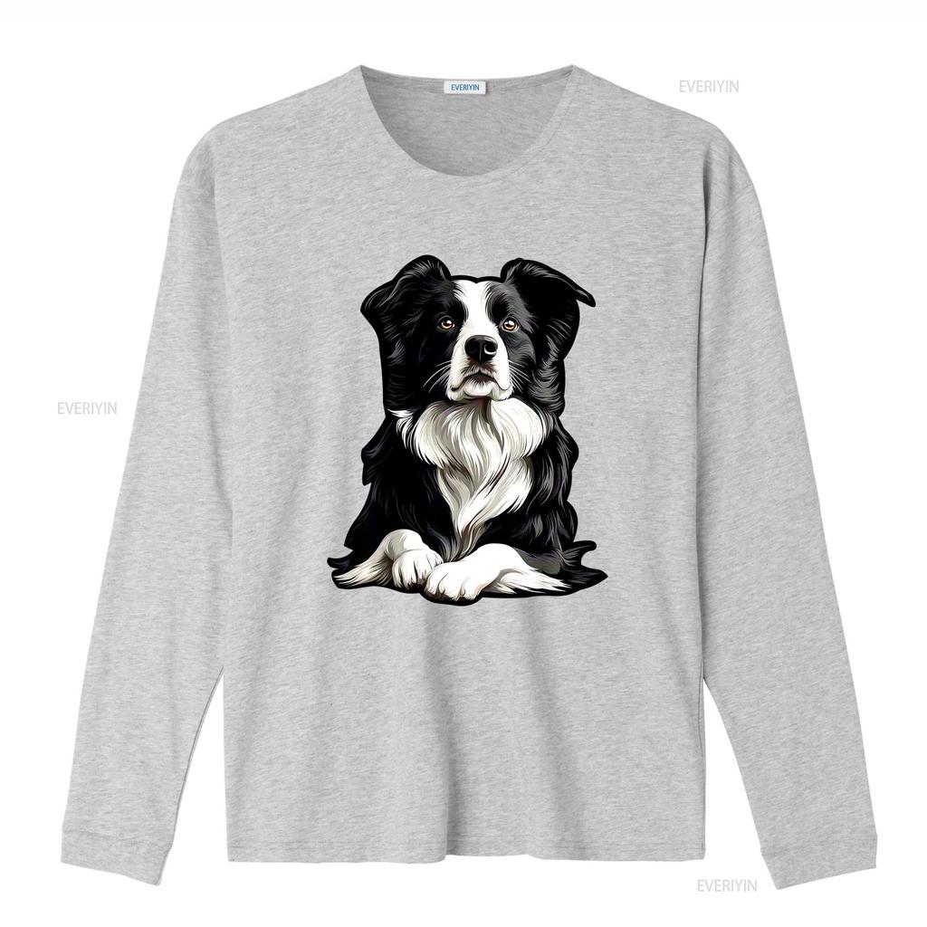 Heavyweight 18gsm Border Collie T Shirt Realistic Sitting Dog Print Black Casual Round Neck For Pet Owners Sizes S Xxxl All