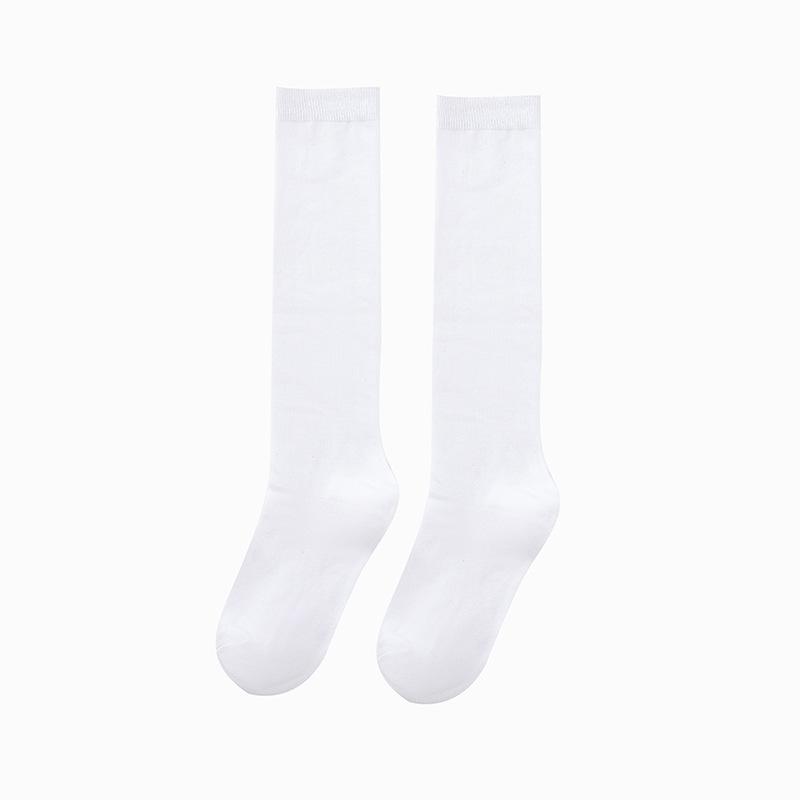 

Носки до колена из гребенного хлопка, Модные черные женские длинные носки, Носки до середины икры, Однотонные высокие носки, Влагоотводящие и дышащие 1 pair белый