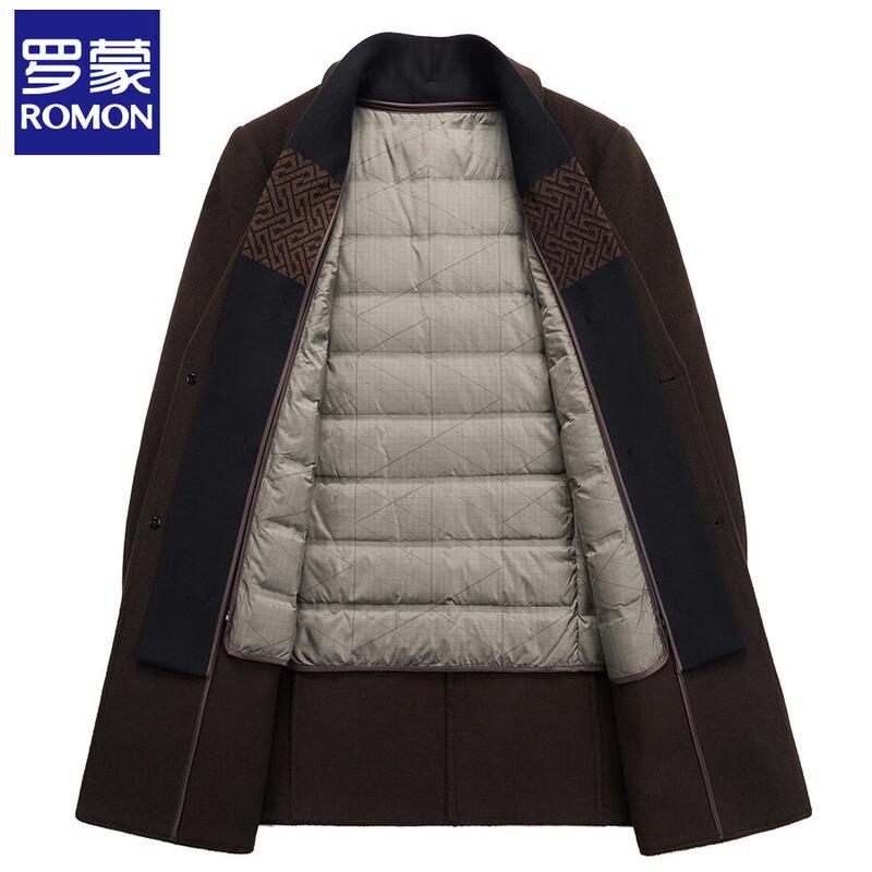 Romon Men's Wool Blend Mid-Length Overcoat