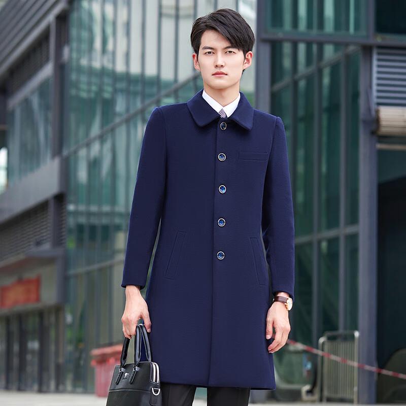 Teluoman Men's Mid-Length Wool Blend Work Overcoat