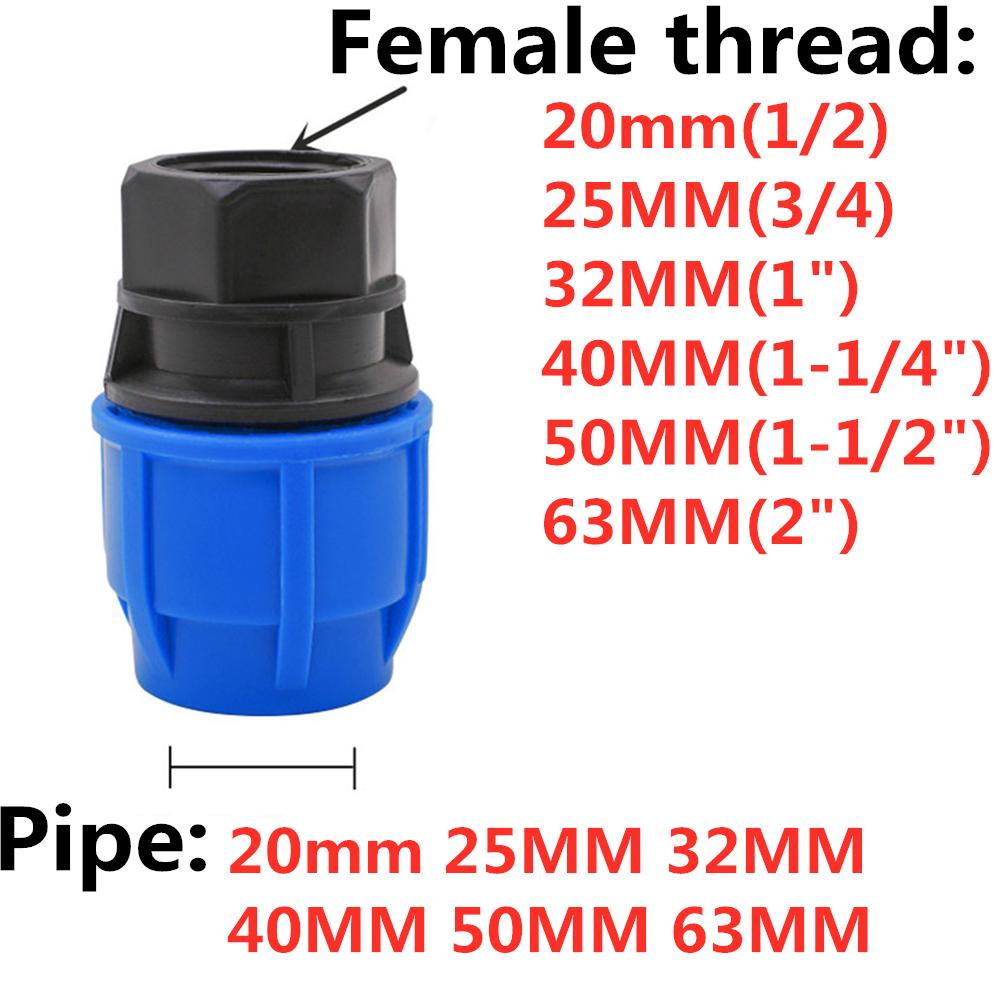 1pcs PE Connector Pipe Fittings 20MM 25MM 32MM Water Tube Direct 1/2" 3/4" 1" Thread Quick Connect Live Joint