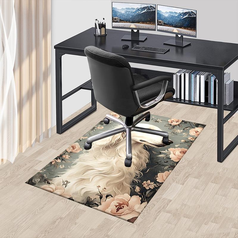 

1pc Floral Dog Themed Rug for Home Decor, Non-slip Office Carpet, Chair mat, Outdoor Mat, Christmas and Halloween gifts-0731132 60cm by 90cm