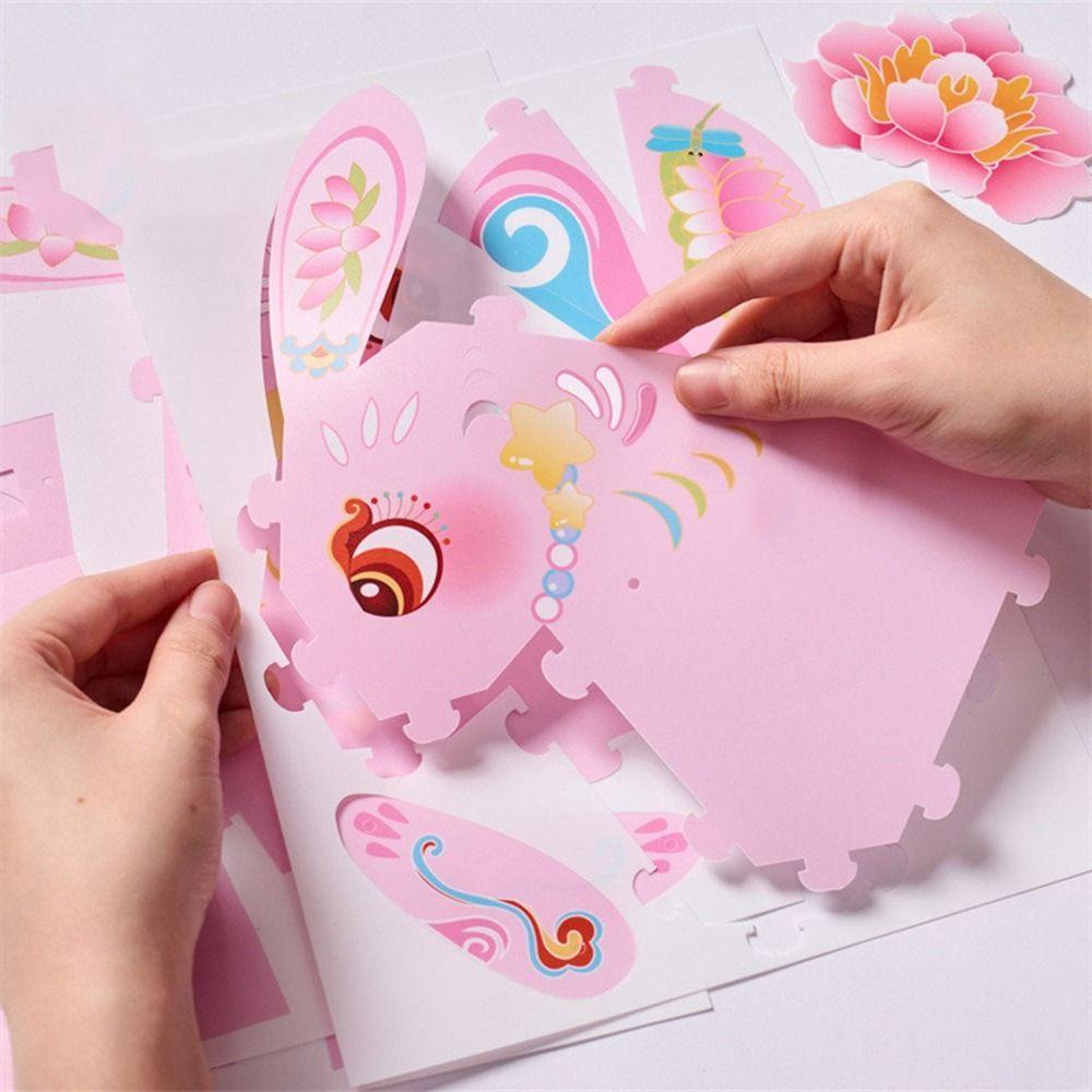 Paper Handheld Rabbit Lantern Handmade Mid-Autumn Festival Lantern  School Project
