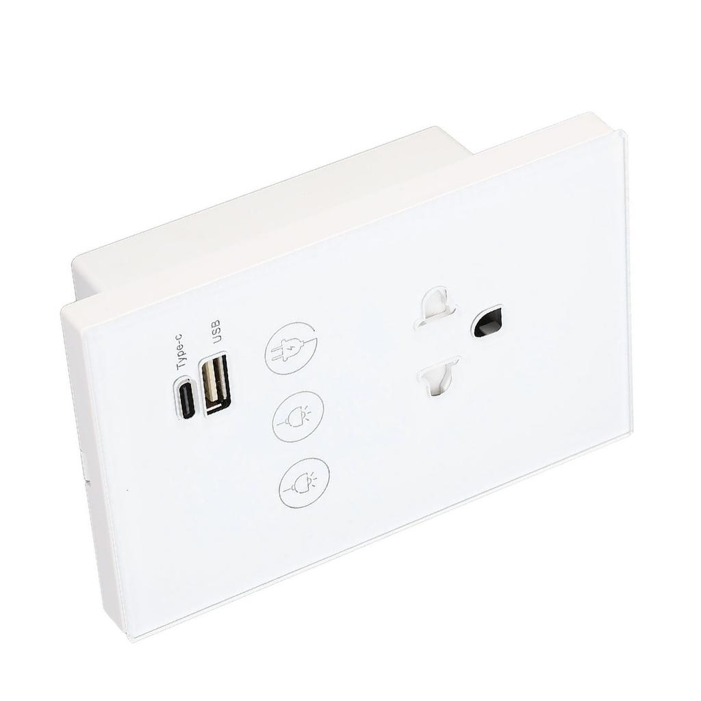 Smart Wall Outlet 2.4G WiFi Touch Light Voice Remote Control Smart Plug with USB and Type C Port for