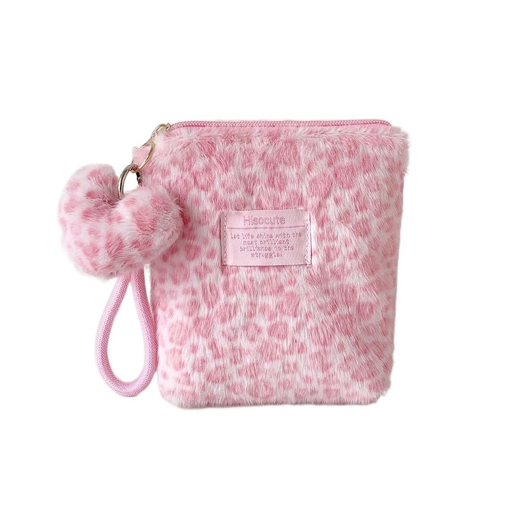 Plush Leopard Print Makeup Bag Versatile Pouches Bag Organizer Make Up Pouch Bag  Lipstick