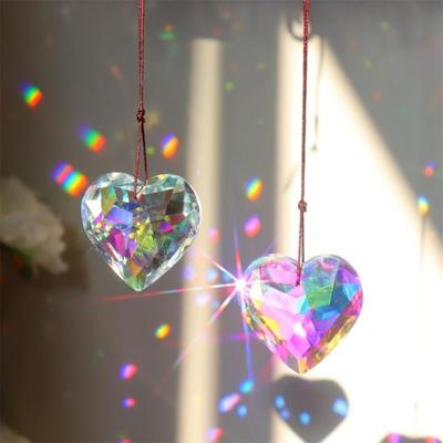 1PC 45MM Hartvormige Kristallen Hanger Kristallen Prisma's Regenboog Maker Hangende Druppels DIY Ornament Thuis Bruiloft Raamdecoratie Ambacht