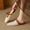 Summer New Baotou Semi-drag Women Wear Fashionable Leather Retro Hollow Woven Soft-soled Flat-soled Cool Slippers